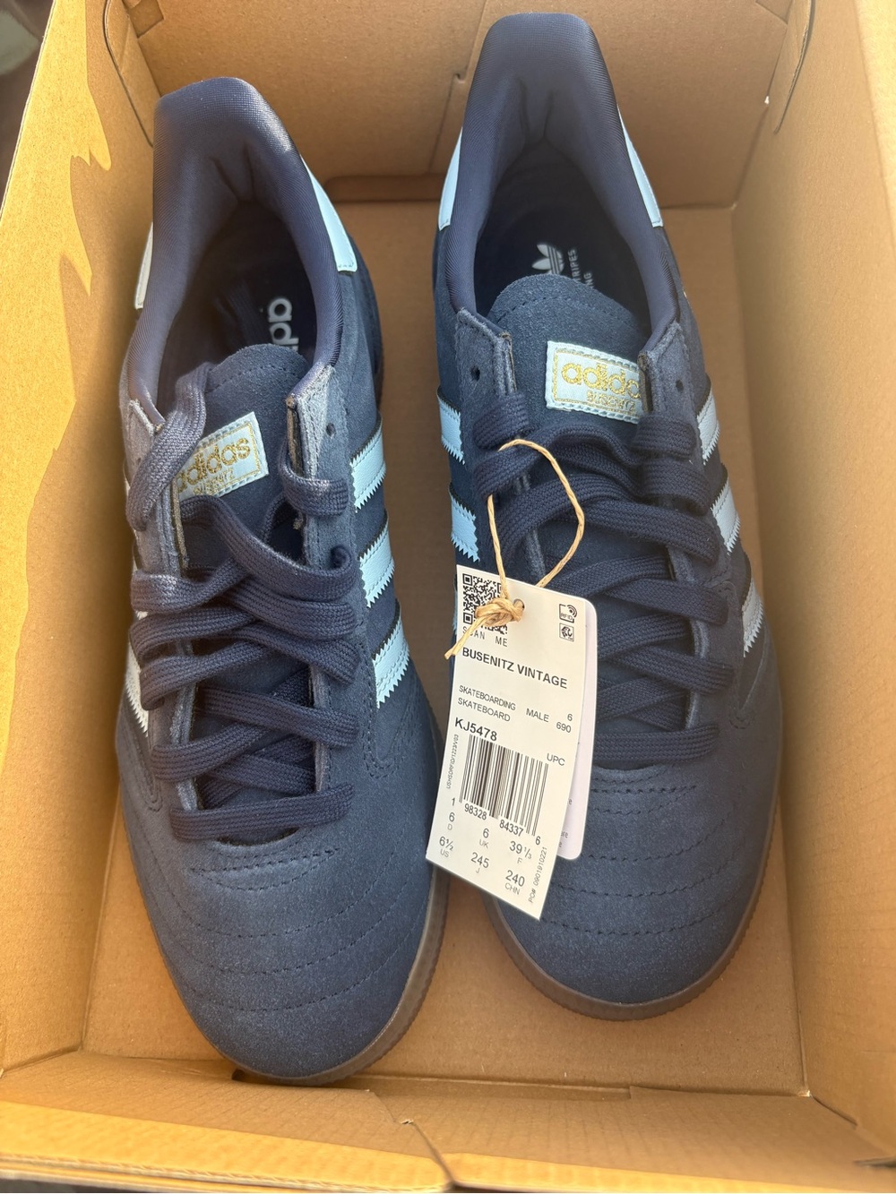 adidas Busenitz Vintage Navy Suede with Light Blue Stripes